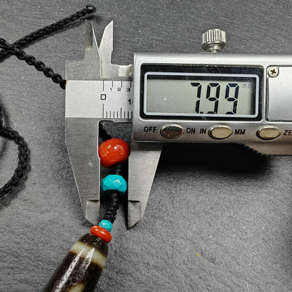Authentic Ruyi Dzi Necklace | Tibetan Jewelry | Protection Charm for Good Fortune Protection | 35*11mm