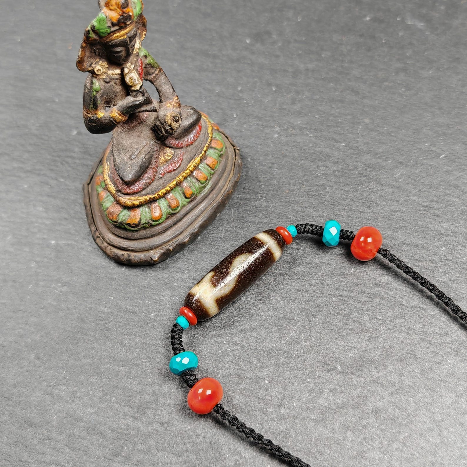 Authentic Ruyi Dzi Necklace | Tibetan Jewelry | Protection Charm for Good Fortune Protection | 35*11mm
