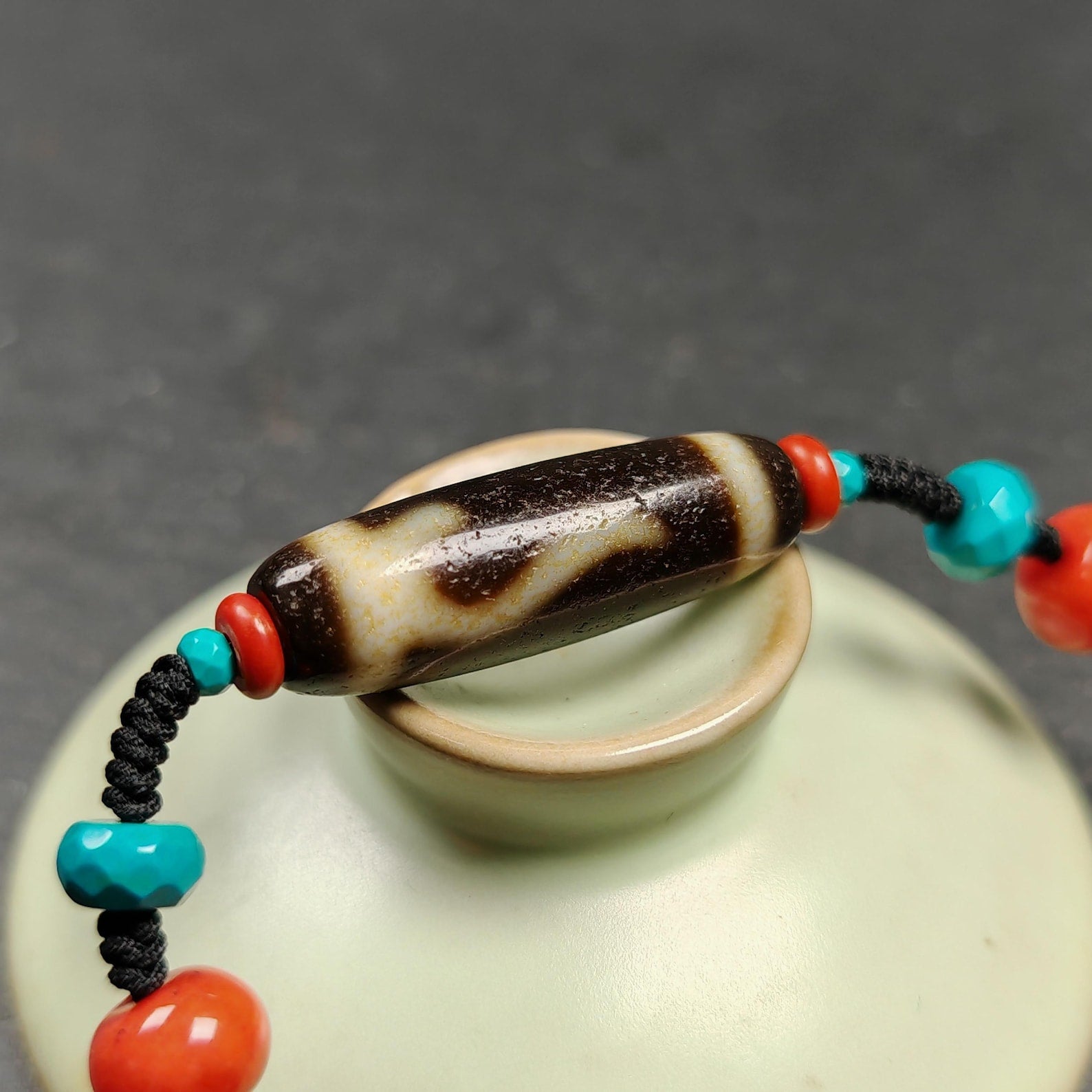 Authentic Ruyi Dzi Necklace | Tibetan Jewelry | Protection Charm for Good Fortune Protection | 35*11mm