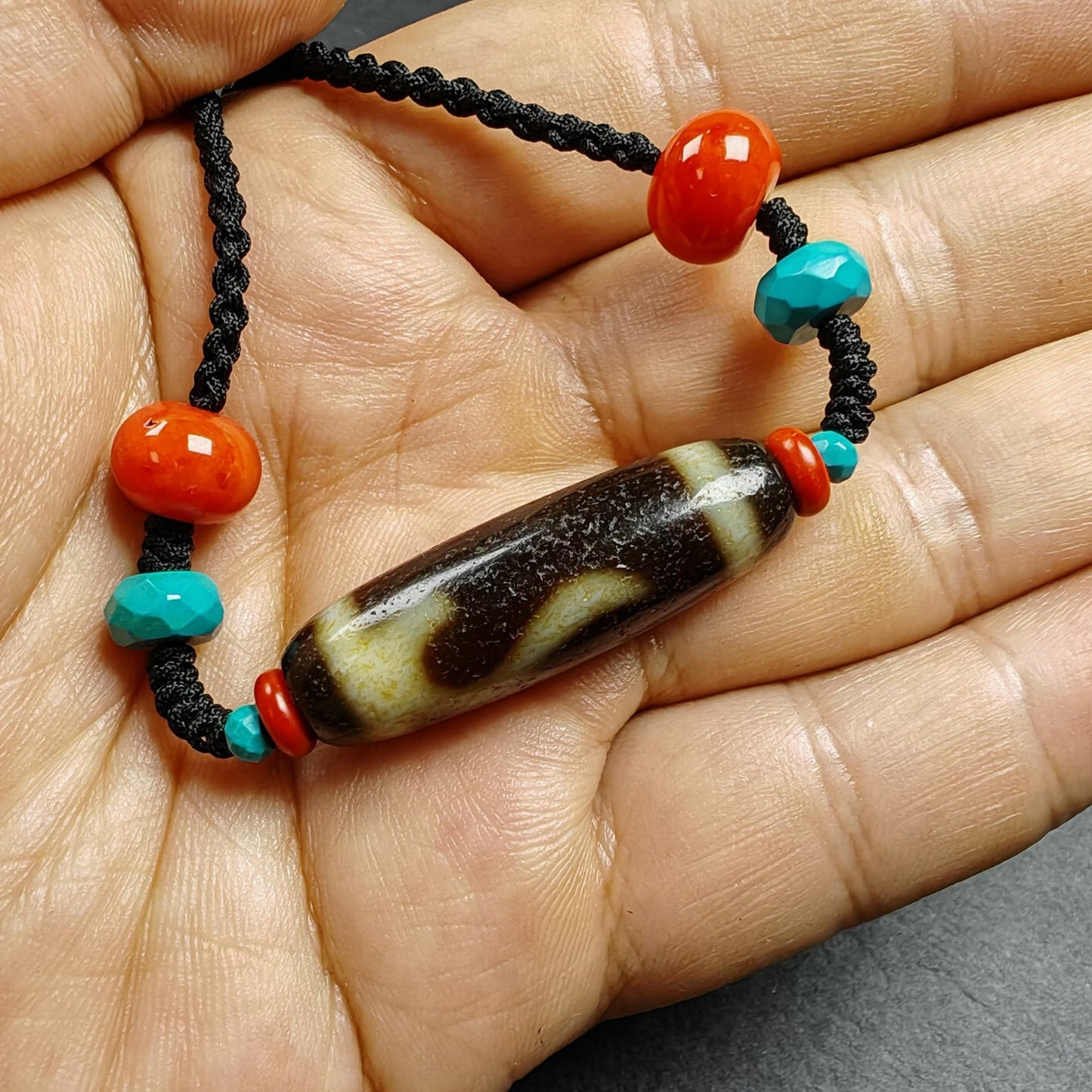 Authentic Ruyi Dzi Necklace | Tibetan Jewelry | Protection Charm for Good Fortune Protection | 35*11mm