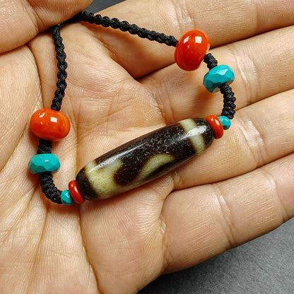 Authentic Ruyi Dzi Necklace | Tibetan Jewelry | Protection Charm for Good Fortune Protection | 35*11mm