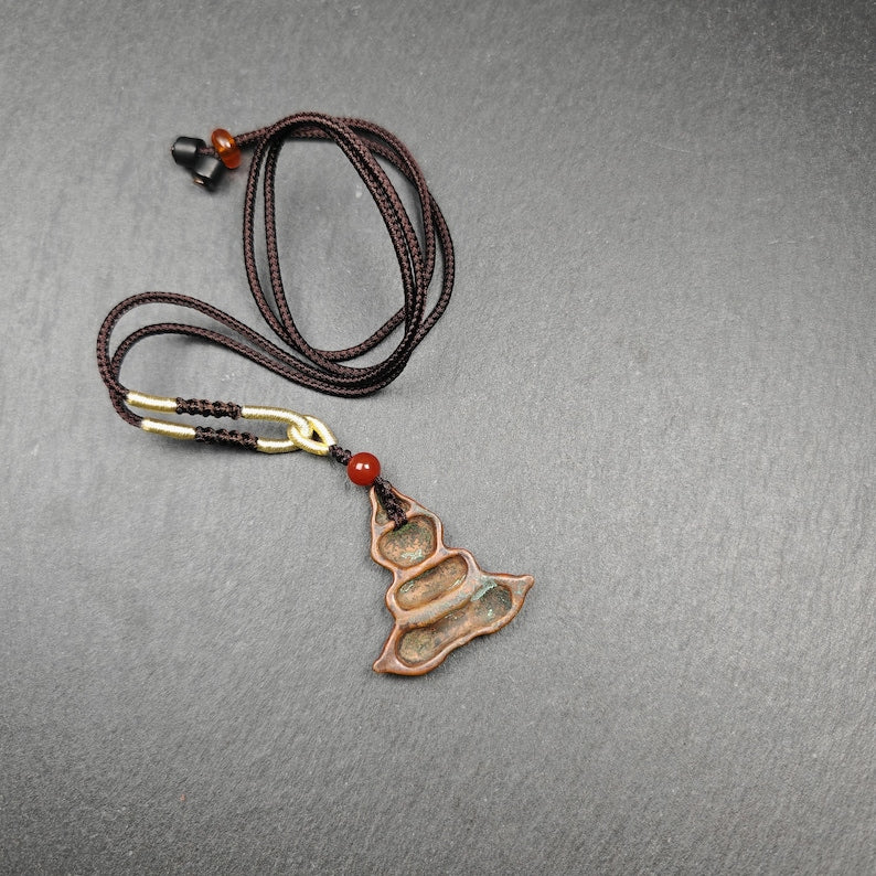 Authentic Tibetan Buddhist Amulet | Copper Stupa + Vajra Pendant | Buddhist Tower | Protective Charm | Spiritual Necklace