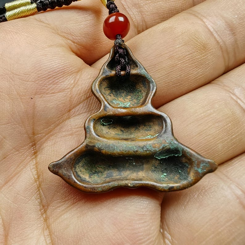Authentic Tibetan Buddhist Amulet | Copper Stupa + Vajra Pendant | Buddhist Tower | Protective Charm | Spiritual Necklace