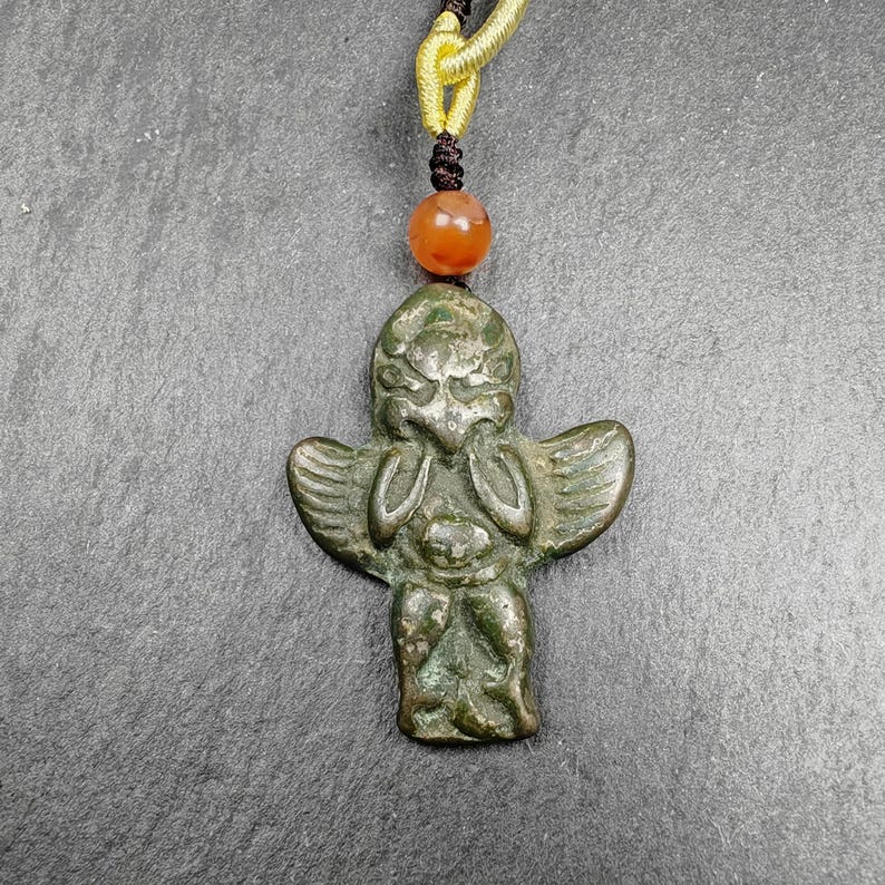 Authentic Tibetan Buddhist Amulet Pendant | Garuda Golden-Winged Bird | Garula Suparna Sacred Charm | Spiritual Jewelry