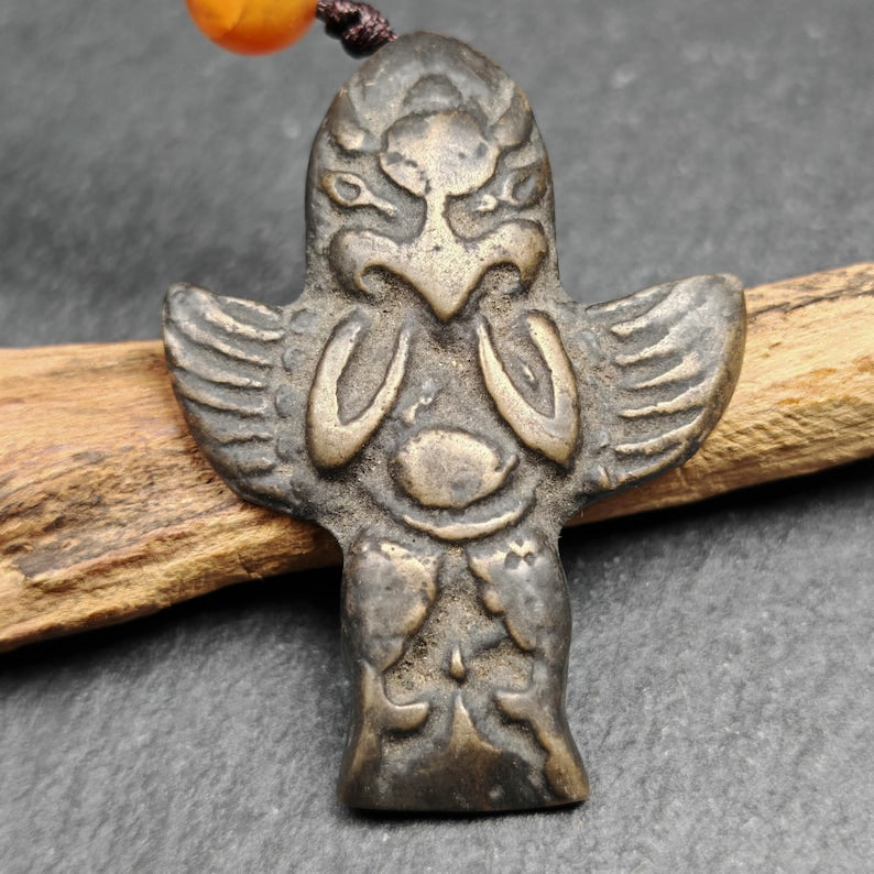 Authentic Tibetan Buddhist Amulet Pendant | Garuda Golden-Winged Bird | Garula Suparna Sacred Charm | Spiritual Jewelry
