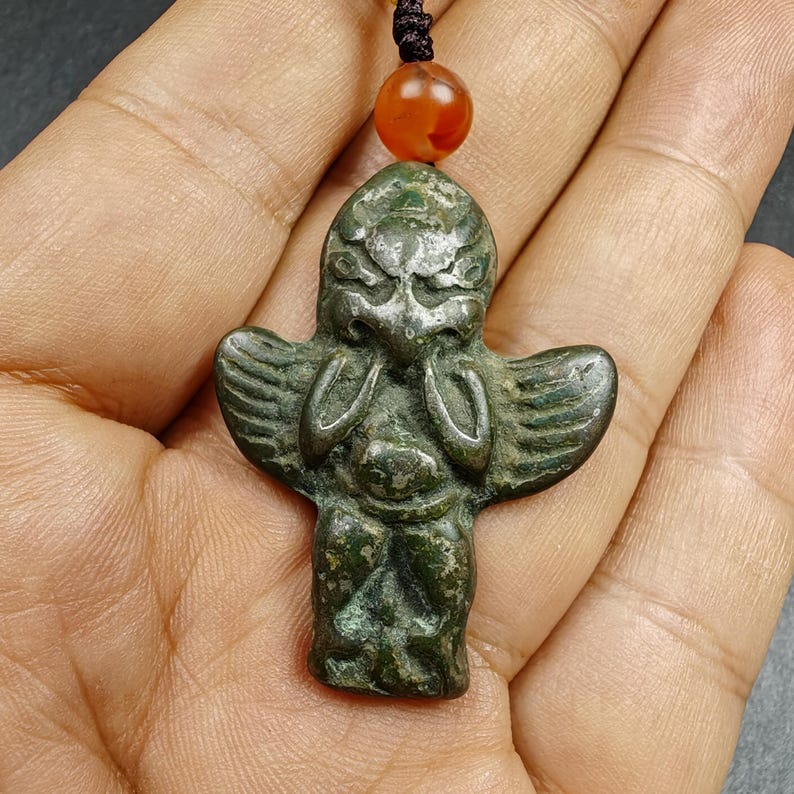 Authentic Tibetan Buddhist Amulet Pendant | Garuda Golden-Winged Bird | Garula Suparna Sacred Charm | Spiritual Jewelry