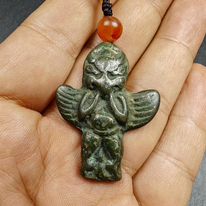 Authentic Tibetan Buddhist Amulet Pendant | Garuda Golden-Winged Bird | Garula Suparna Sacred Charm | Spiritual Jewelry