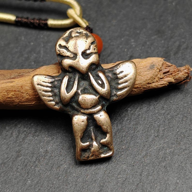 Authentic Tibetan Buddhist Amulet Pendant | Garuda Golden-Winged Bird | Garula Suparna Sacred Charm | Spiritual Jewelry