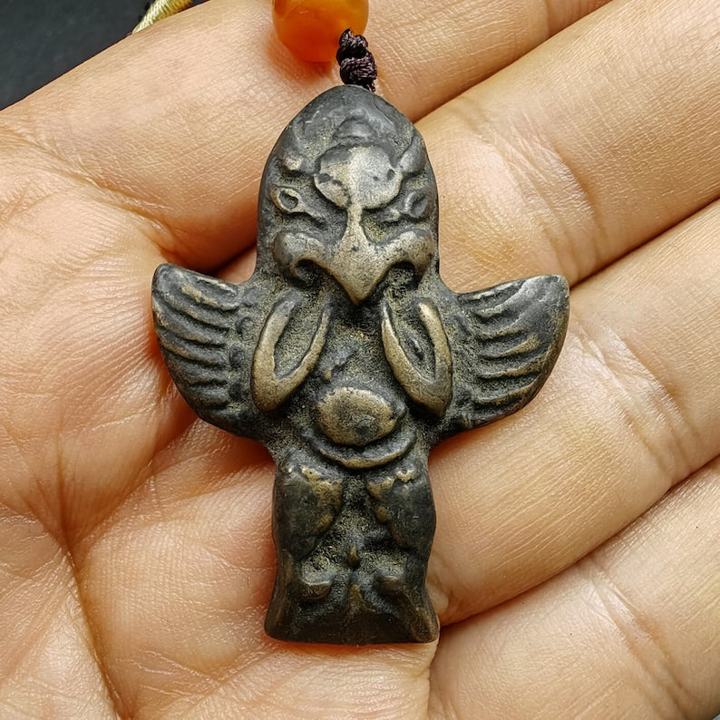 Authentic Tibetan Buddhist Amulet Pendant | Garuda Golden-Winged Bird | Garula Suparna Sacred Charm | Spiritual Jewelry
