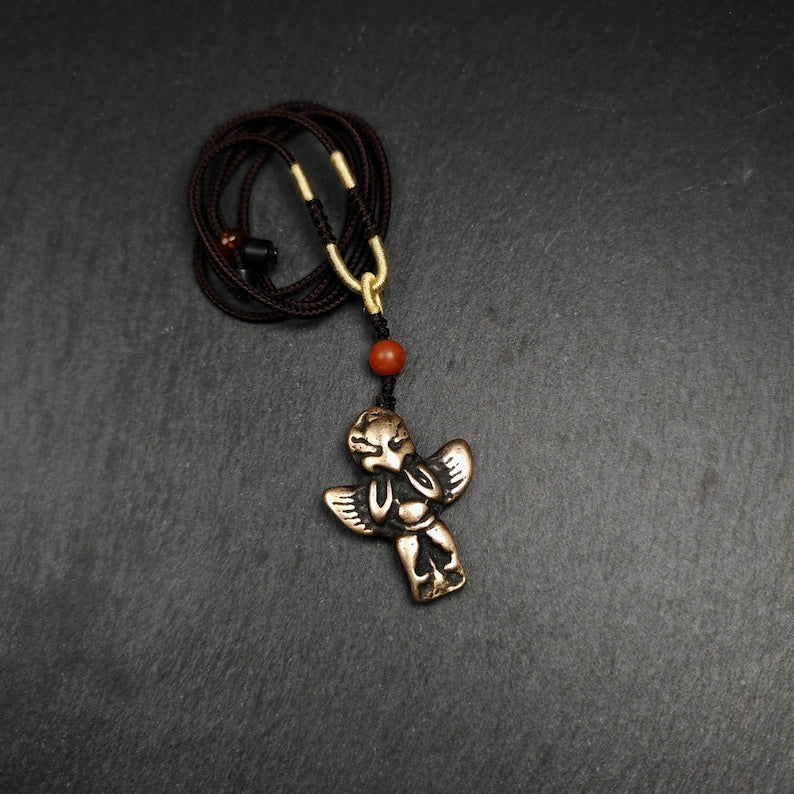 Authentic Tibetan Buddhist Amulet Pendant | Garuda Golden-Winged Bird | Garula Suparna Sacred Charm | Spiritual Jewelry