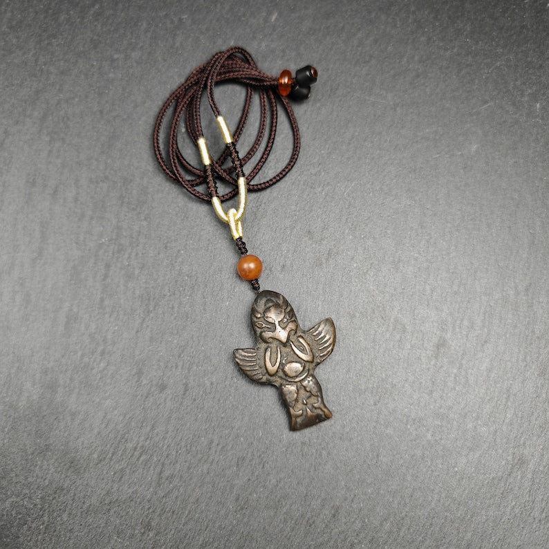 Authentic Tibetan Buddhist Amulet Pendant | Garuda Golden-Winged Bird | Garula Suparna Sacred Charm | Spiritual Jewelry