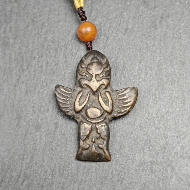 Authentic Tibetan Buddhist Amulet Pendant | Garuda Golden-Winged Bird | Garula Suparna Sacred Charm | Spiritual Jewelry