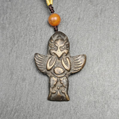 Authentic Tibetan Buddhist Amulet Pendant | Garuda Golden-Winged Bird | Garula Suparna Sacred Charm | Spiritual Jewelry