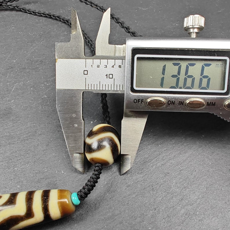 Authentic Tibetan Necklace:3 Eyes Dzi + Wave Dzi Beads Amulet,Protective Charm