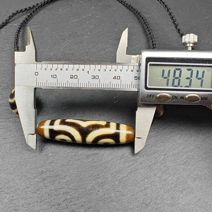 Authentic Tibetan Necklace:3 Eyes Dzi + Wave Dzi Beads Amulet,Protective Charm