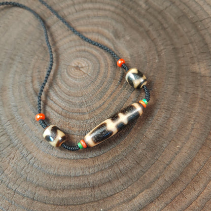 Authentic Tibetan Treasure Vase Dzi Bead Necklace | Protective Charm | Spirital Gift | Decades Old