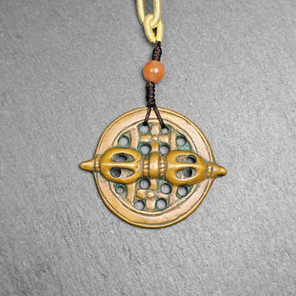 Tibetan talisman - Vajra Amulet - Dorje Pendant Badge - Tibetan Buddhist amulet, detailed view