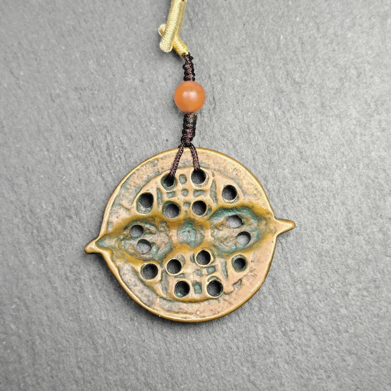 Authentic Tibetan talisman - Vajra Amulet - Dorje Pendant Badge - Decades Old