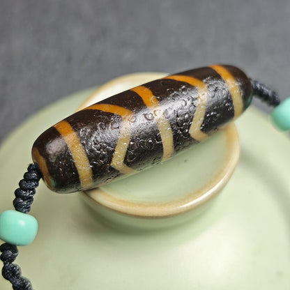 Authentic Wave Totem Dzi Clavicle Chain | Tibetan Jewelry | Protection Necklace & Good Fortune Charm | Spiritual Gift | 39*13mm