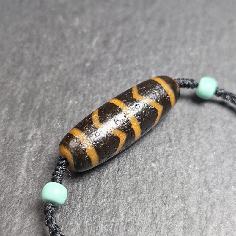 Authentic Wave Totem Dzi Clavicle Chain | Tibetan Jewelry | Protection Necklace & Good Fortune Charm | Spiritual Gift | 39*13mm