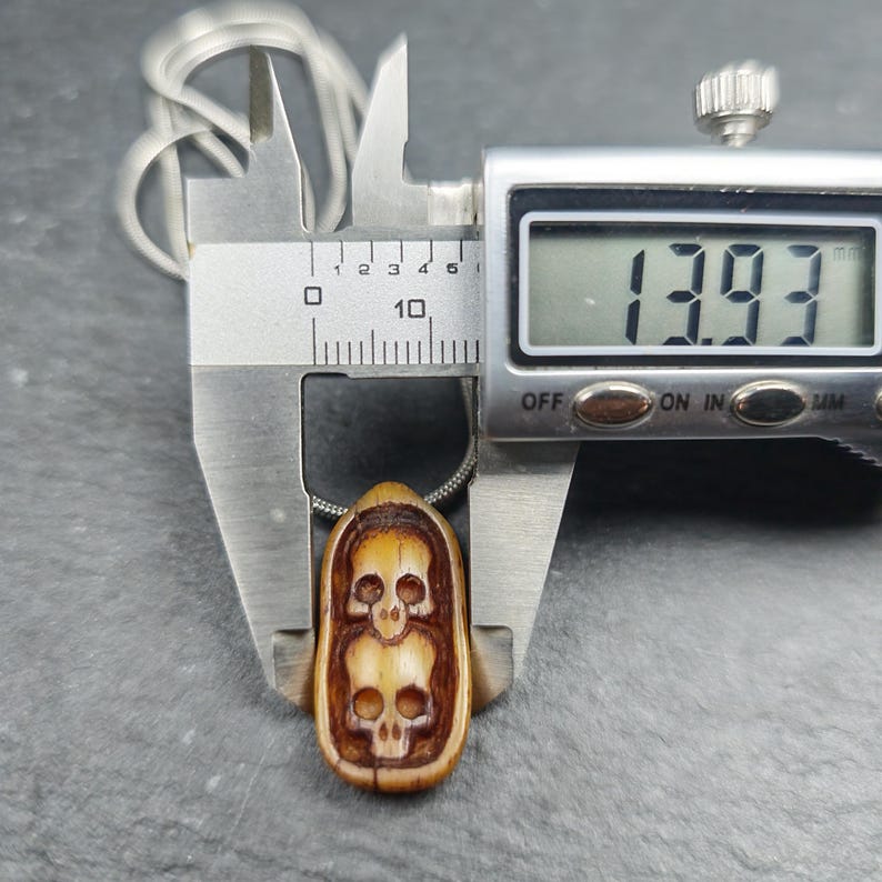 Authentic Yak Bone Carved Dual Skeleton Skull Pendant - Protective Charm - Gandhanra Old Tibetan Amulet - Spiritual Necklace,30mm × 14mm