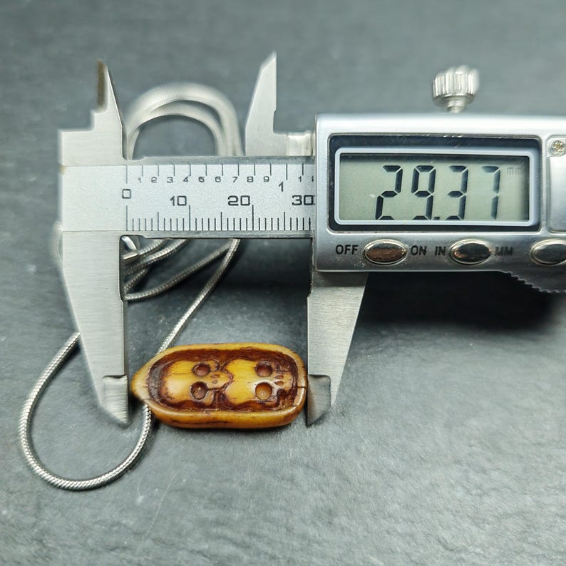 Authentic Yak Bone Carved Dual Skeleton Skull Pendant - Protective Charm - Gandhanra Old Tibetan Amulet - Spiritual Necklace,30mm × 14mm
