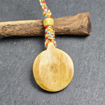 Buddhism Dharma Wheel- Hand-carved Tibetan Amulet - Protective Charm for Keychain / Bag Hanging - 30mm