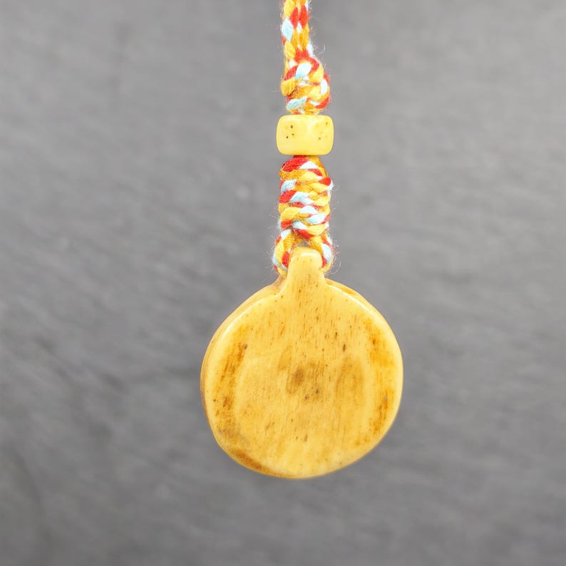 Buddhism Dharma Wheel- Hand-carved Tibetan Amulet 30mm - Tibetan Buddhist amulet, view 7