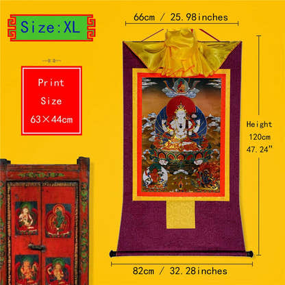 Chenrezig - Tibetan thangka painting, close-up detail