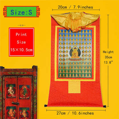 100 Shakyamuni - Tibetan thangka painting, view 6