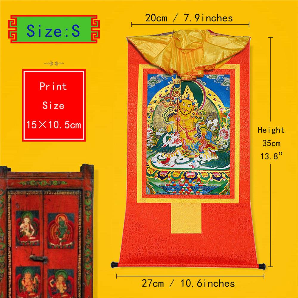 Vaisravana-Buddha of Wealth - Tibetan thangka painting, view 6