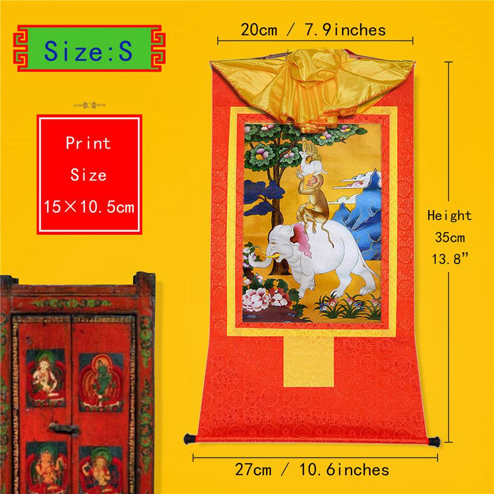 Four Harmonious Animal Brothers - Tibetan thangka painting, view 6