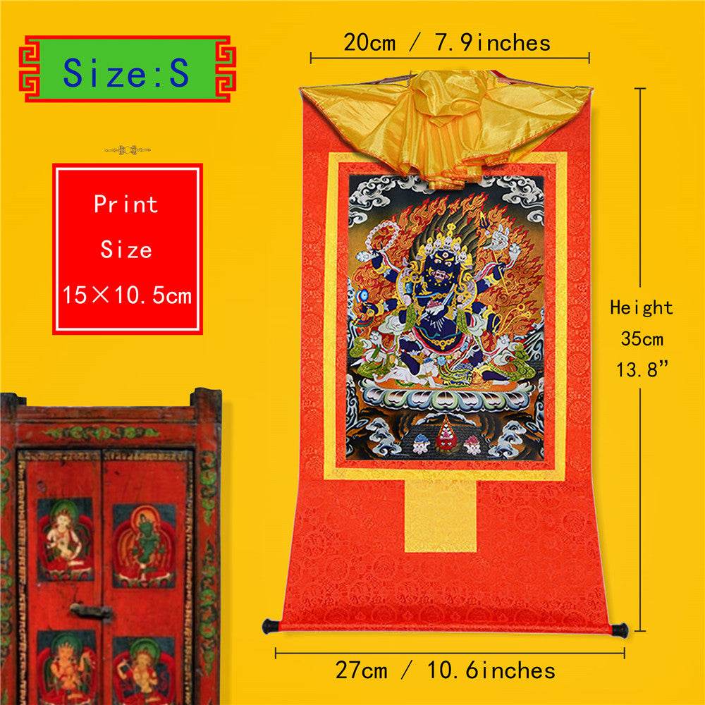 ནག་པོ་ཆེན་པོ། Six Armed Mahakala - Tibetan thangka painting, view 6