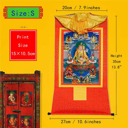 Padmasambhava,Guru Rinpoche,Lotus Born - Tibetan thangka painting, view 6