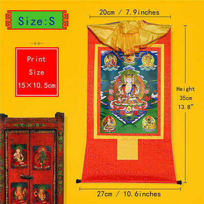 Usnisa Vijaya and 5 Healing Buddhas - Tibetan thangka painting, view 6