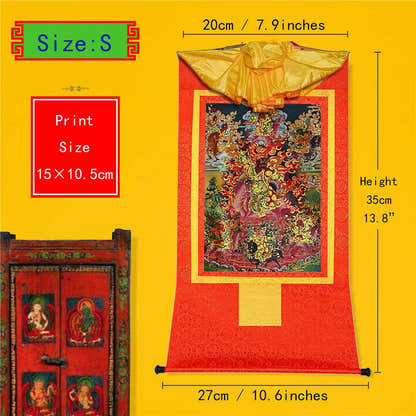 Tsiu Marpo-Dharma Protector - Tibetan thangka painting, view 6