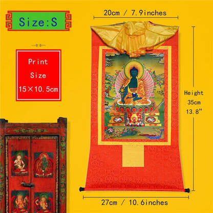 Bhaisajyaguru-Medicine Buddha - Tibetan thangka painting, view 6
