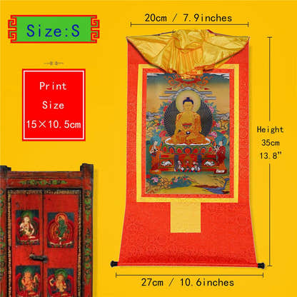 Shakyamuni,Gautama Buddha - Tibetan thangka painting, view 6