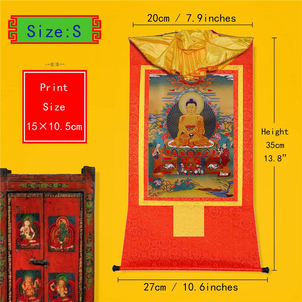 Shakyamuni,Gautama Buddha - Tibetan thangka painting, view 6