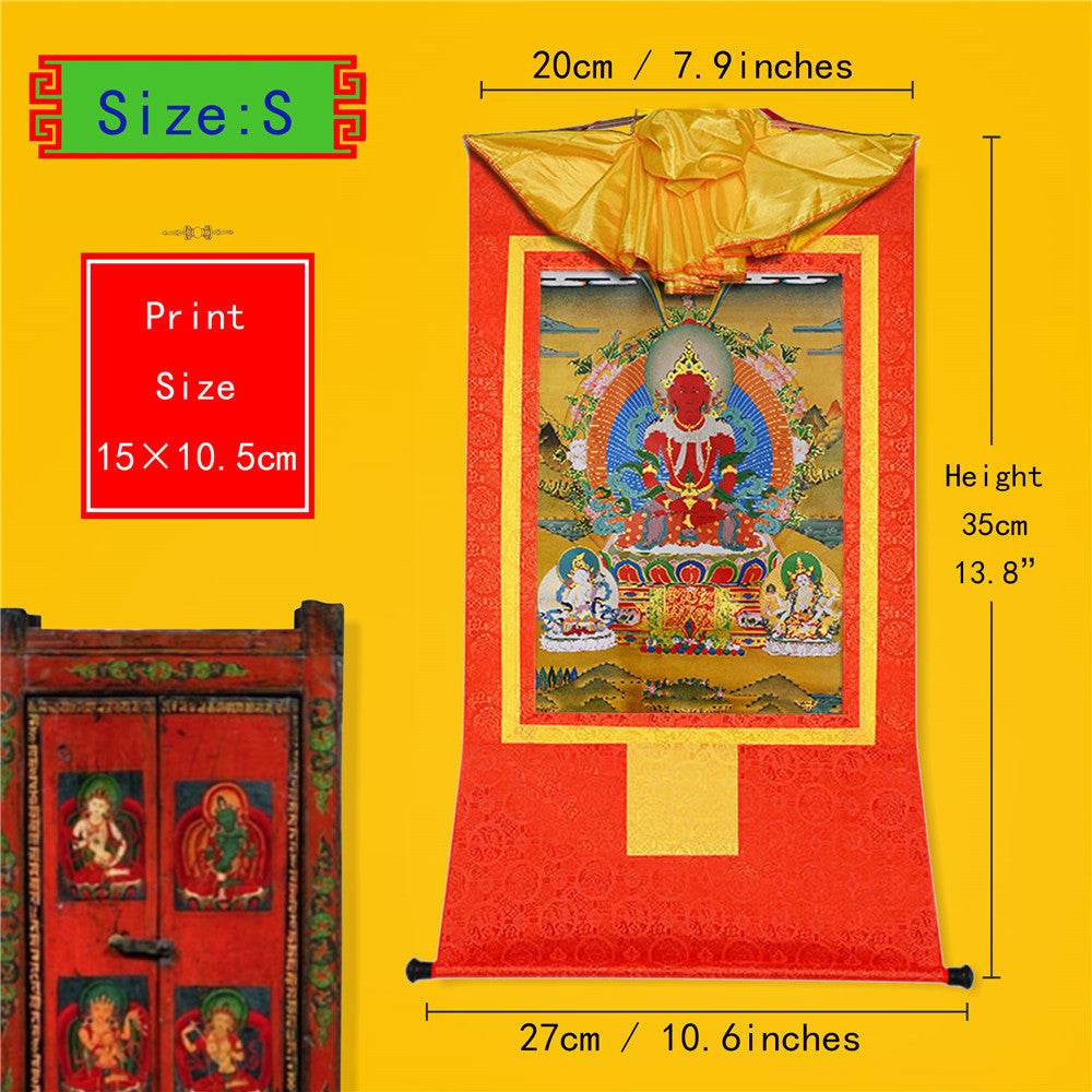 Amitayus-Buddha Of Infinite Life - Tibetan thangka painting, view 7