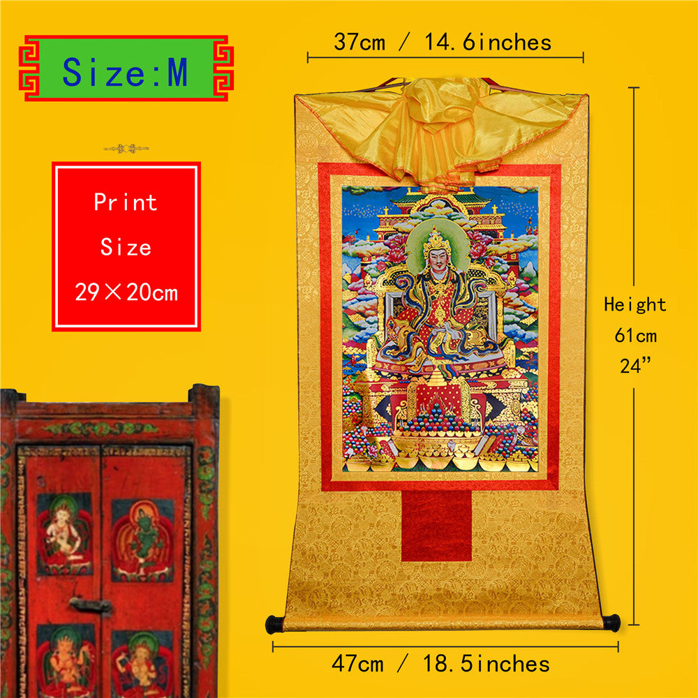 Gandhanra Bronzing Printed Tibetan Thangka Art - King Gesar Thangka, Hand Framed Tibetan Buddhist Thangka Wall Hanging