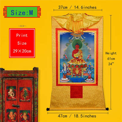 Amitayus,Amida,Amitabha - Tibetan thangka painting, view 6