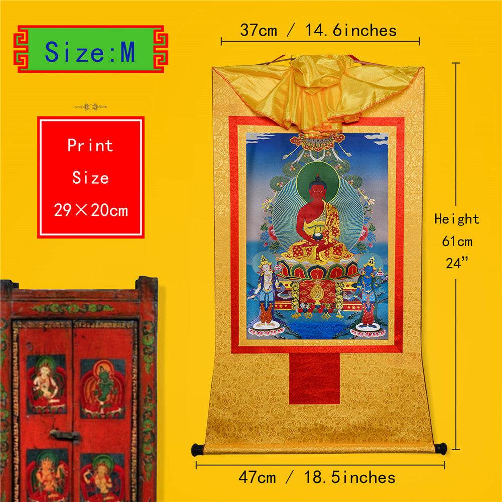 Amitayus,Amida,Amitabha - Tibetan thangka painting, view 6