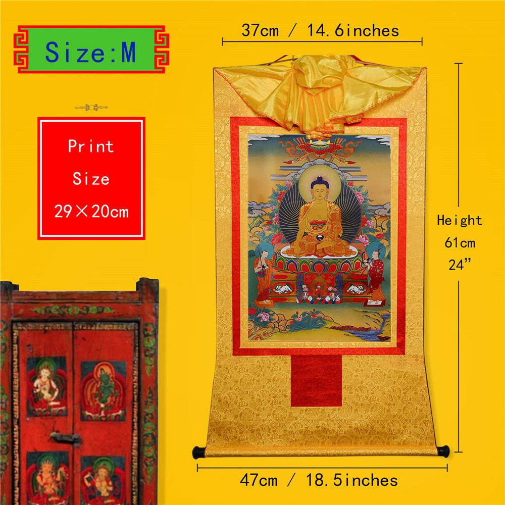 Shakyamuni,Gautama Buddha - Tibetan thangka painting, view 5