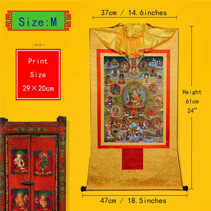 Guru Rinpoche and Deitiesof Nyingma School - Tibetan thangka painting, view 5