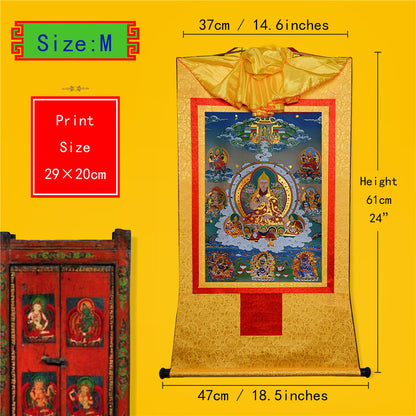 Gandhanra Bronzing Printed Tibetan Thangka Art - Je Tsongkhapa Thangka, Hand Framed Tibetan Buddhist Thangka Wall Hanging