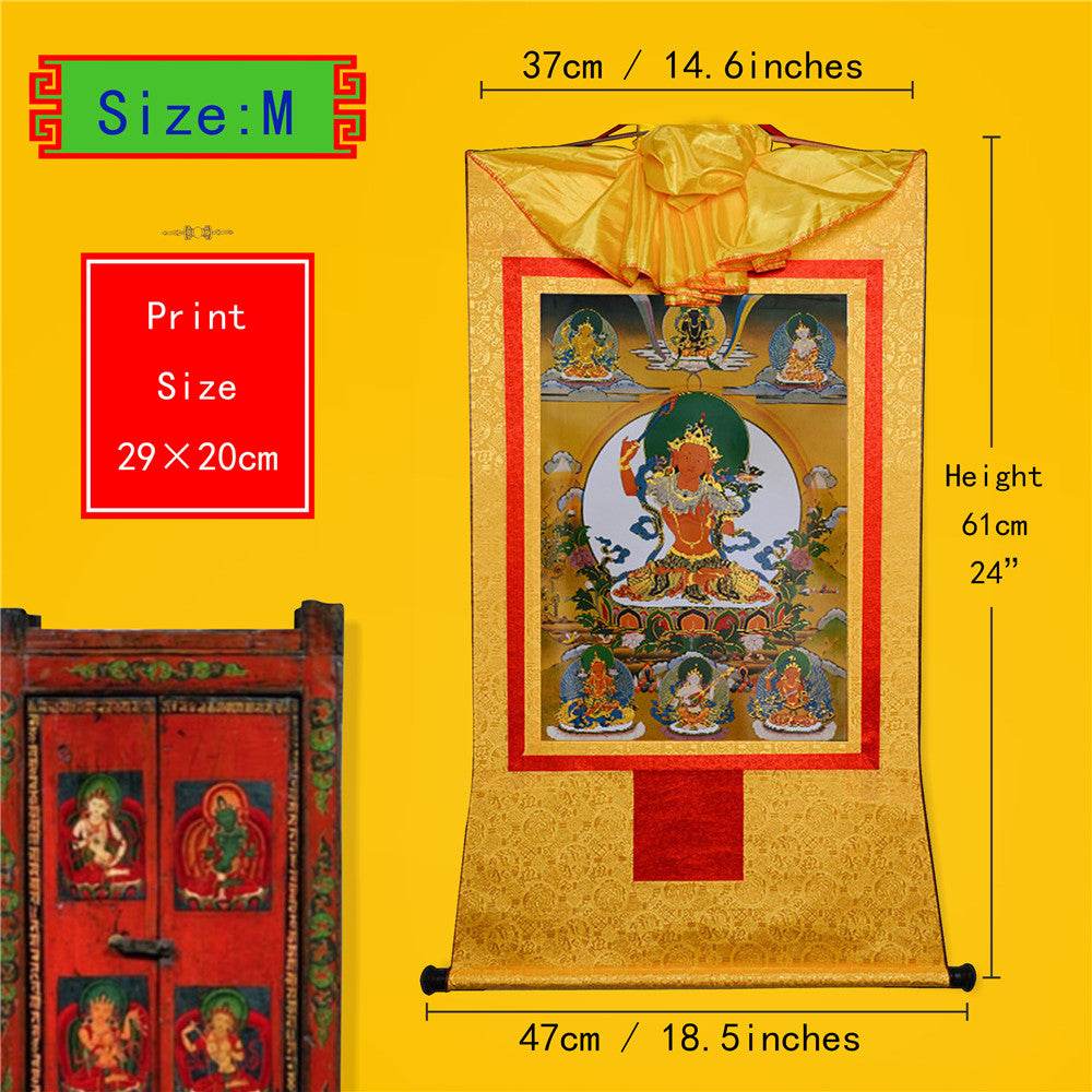 Manjusri -Buddha of Wisdom - Tibetan thangka painting, view 5