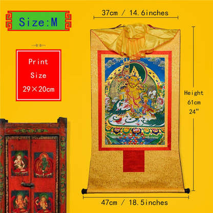 Vaisravana-Buddha of Wealth - Tibetan thangka painting, view 5