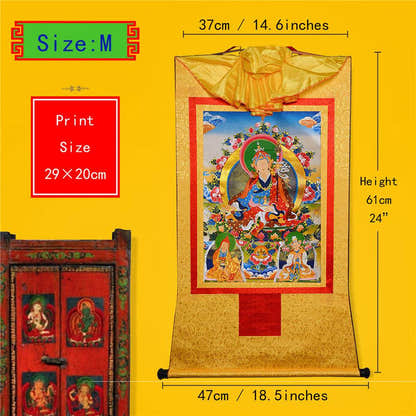 Padmasambhava,Guru Rinpoche,Lotus Born - Tibetan thangka painting, view 5