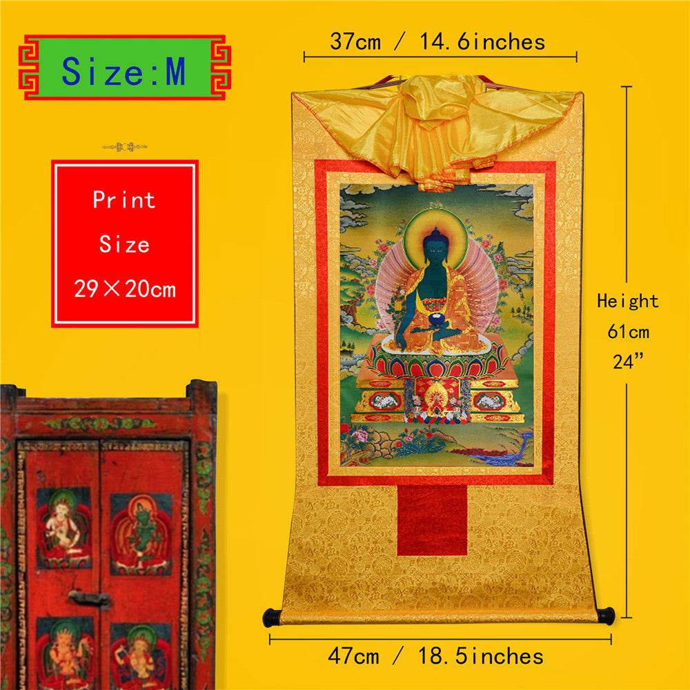 Bhaisajyaguru-Medicine Buddha - Tibetan thangka painting, view 5